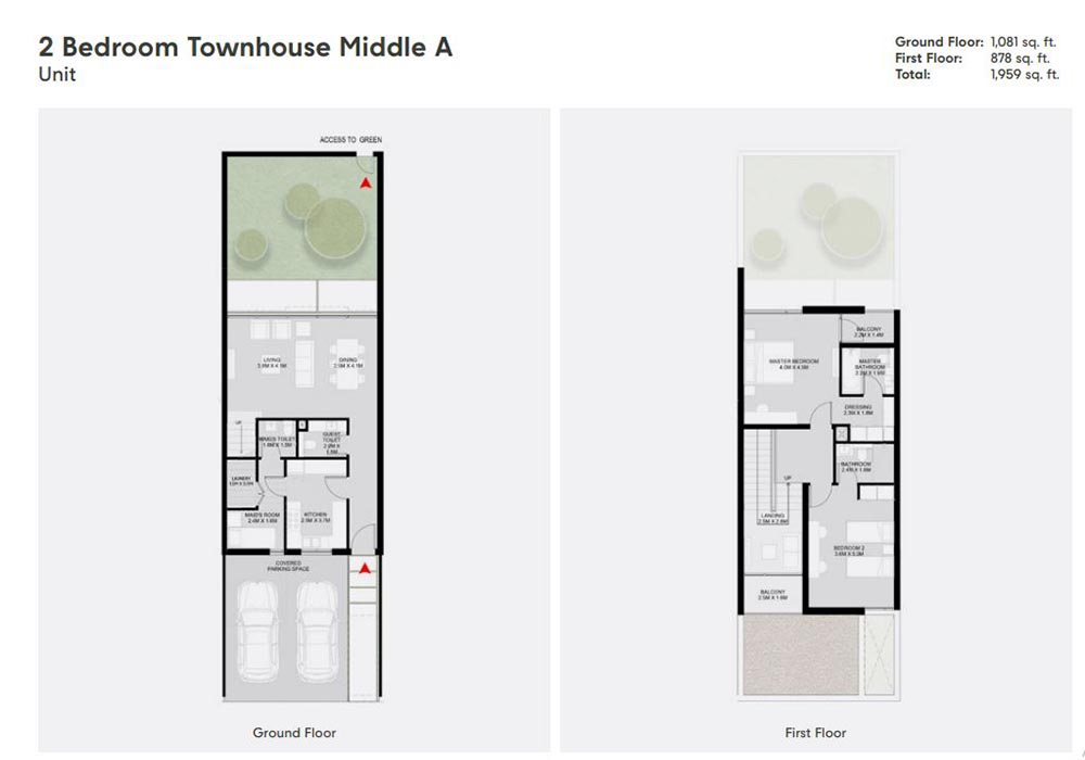 2 Bedroom Townhouse floor plan