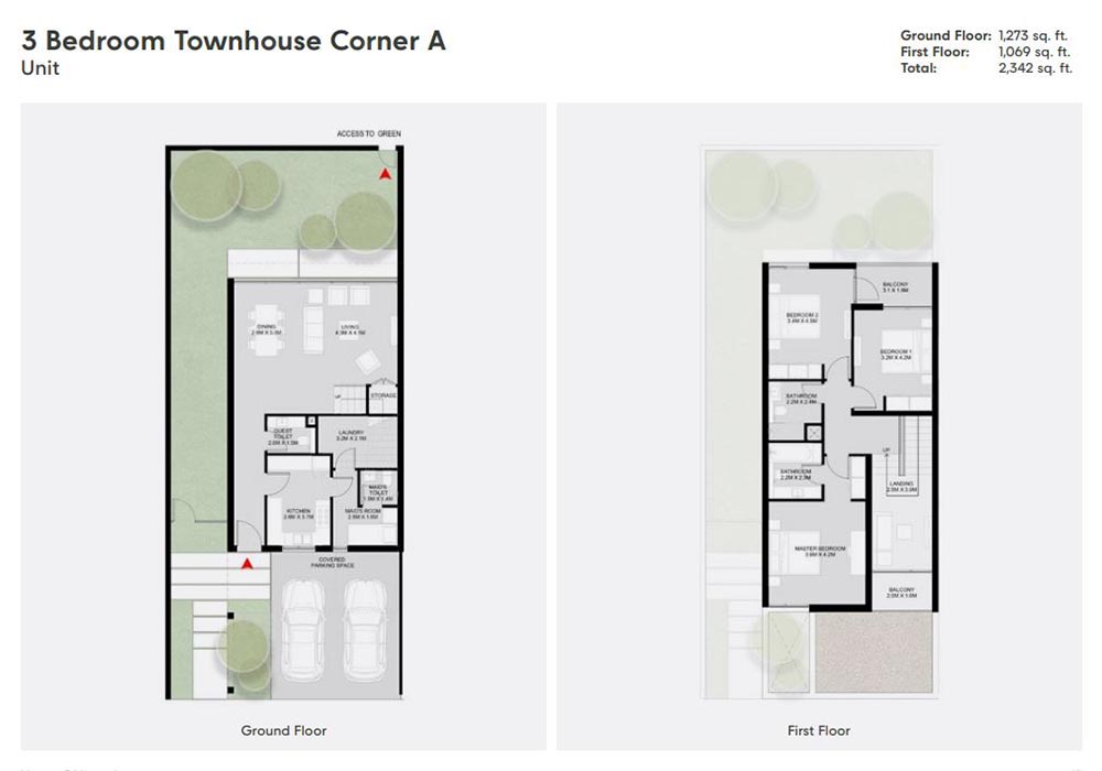 3 Bedroom Townhouse floor plan